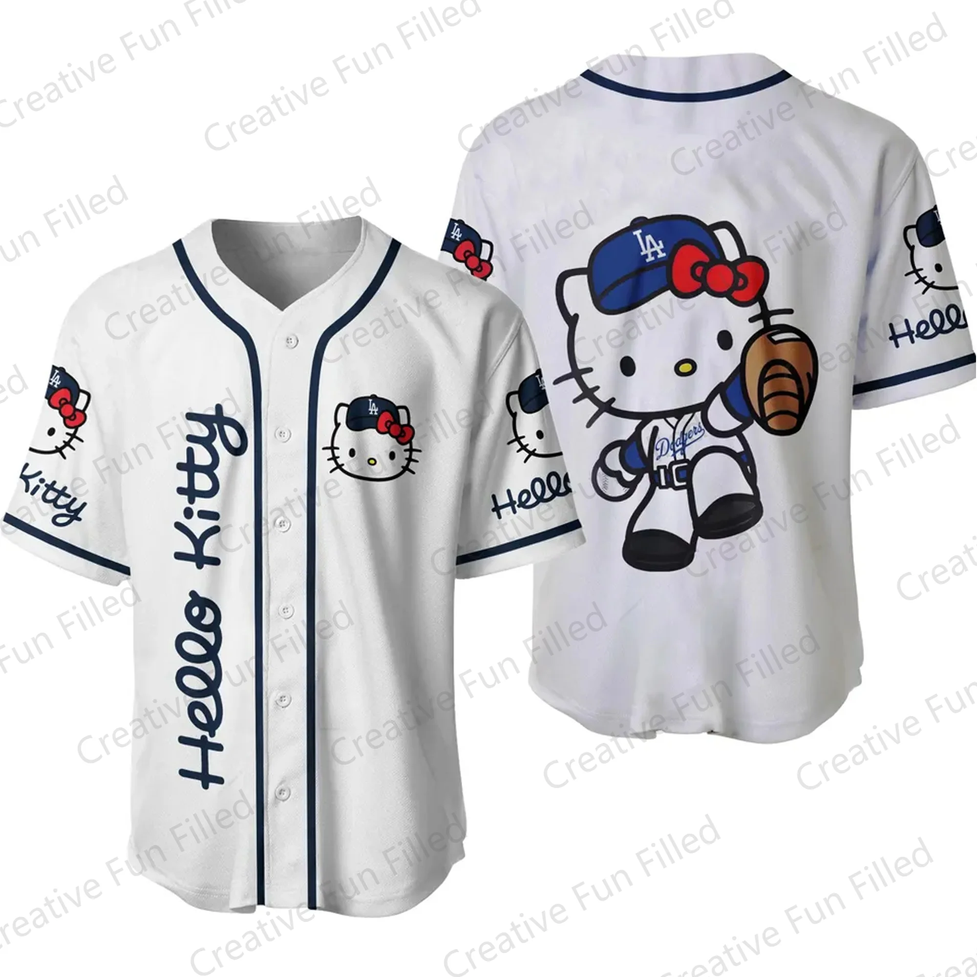 2024 New Arriavl Cartoon Kawaii Hello Kitty Baseball Jersey Vacation Matching Jersey Fans Kit Special Baseball Edition Kit