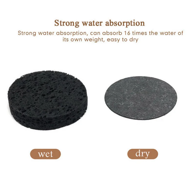 Esponjas de limpieza Facial naturales comprimidas redondas negras, almohadilla exfoliante Facial para exfoliación y higiene de la piel, 5/10/50/100 Uds.