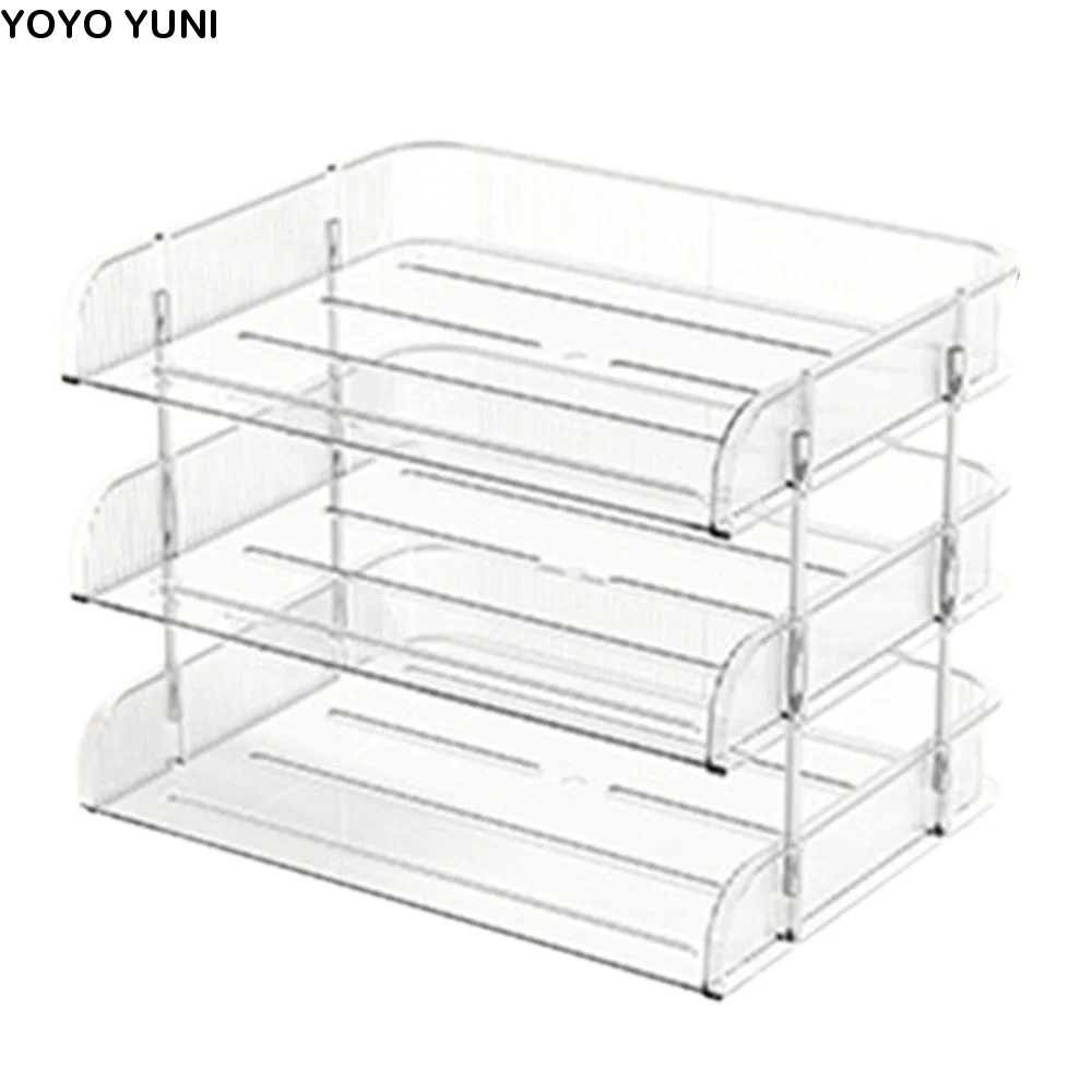 2/3 الطبقة واضحة منظم سطح المكتب دائم سعة كبيرة ملف ورقة حامل البلاستيك قوي كتاب تخزين الرف مكتب الملحقات #1