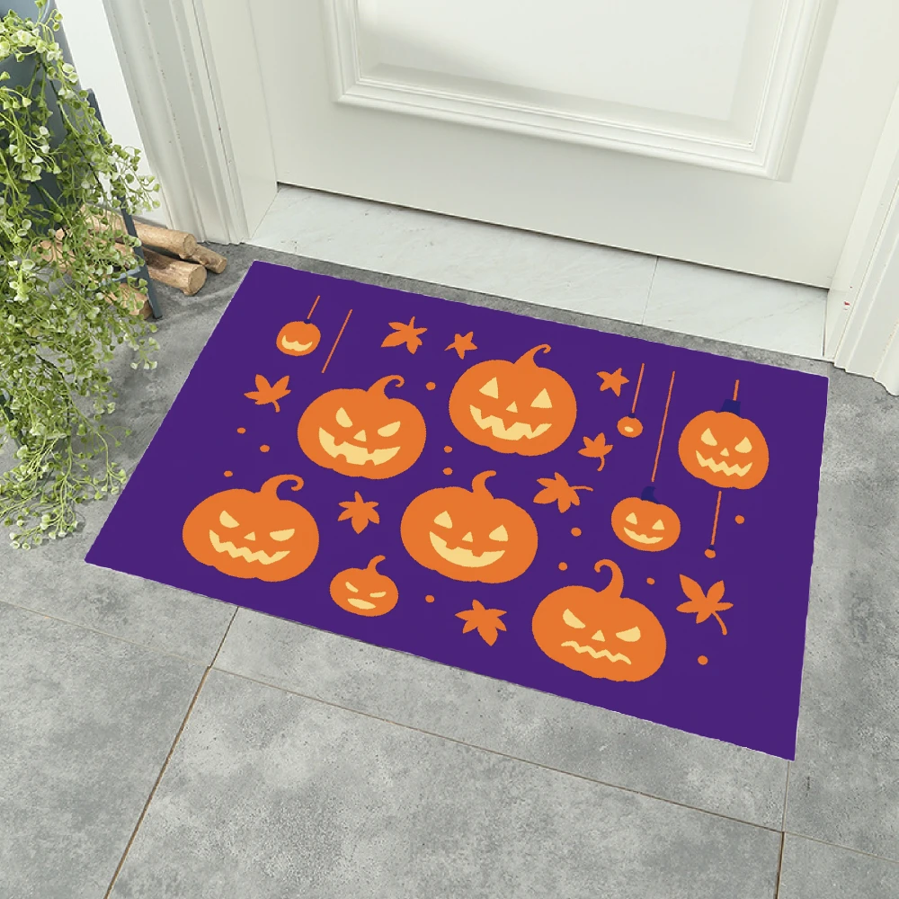

1.VIKAMA Non - Slip Absorbent Diatomite Mat With Halloween Pumpkin Lamp Pattern: Entrance, Bathroom Doormat For Home Decor