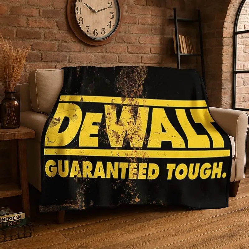 Retro D-DEWALT Electric Tools Logo Soft Flannel Throw Blanket,Warm Cozy Blanket for Bed,Couch,Sofa,Bedroom,Living Room,Camping