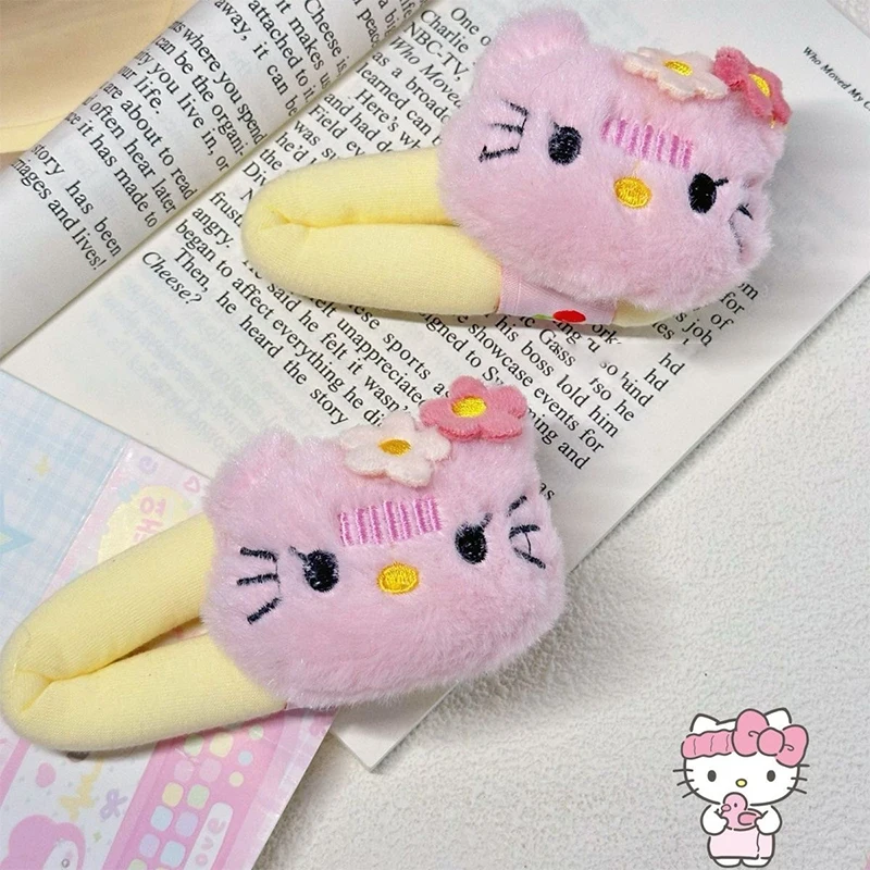 Sanrio Girl Hair Clip Kawaii Hello Kitty Cartoon BB Hair Clip Girl Hairs Accessories Headwear Bangs Clip Bow HairClips Gift