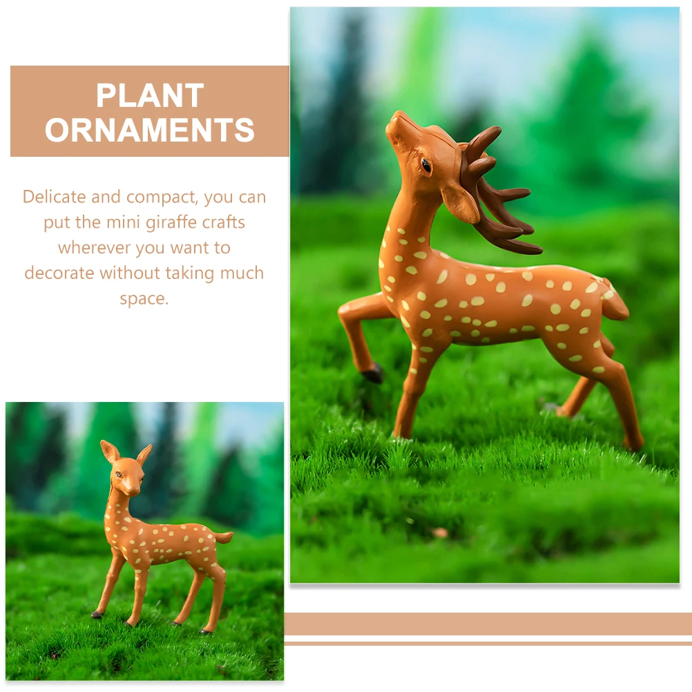 

4pcs Deer Figurines Resin Miniatures Animal Art Decor Home Garden Statue Craft naments Small Planter Figure DIY L