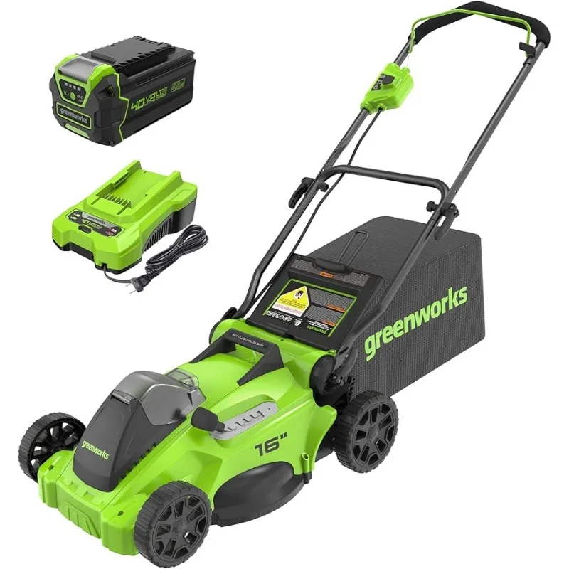 

Greenworks 40V 16" Brushless Cordless (Push) Lawn Mower (75+ Compatible Tools), 4.0Ah Battery and Charger Included