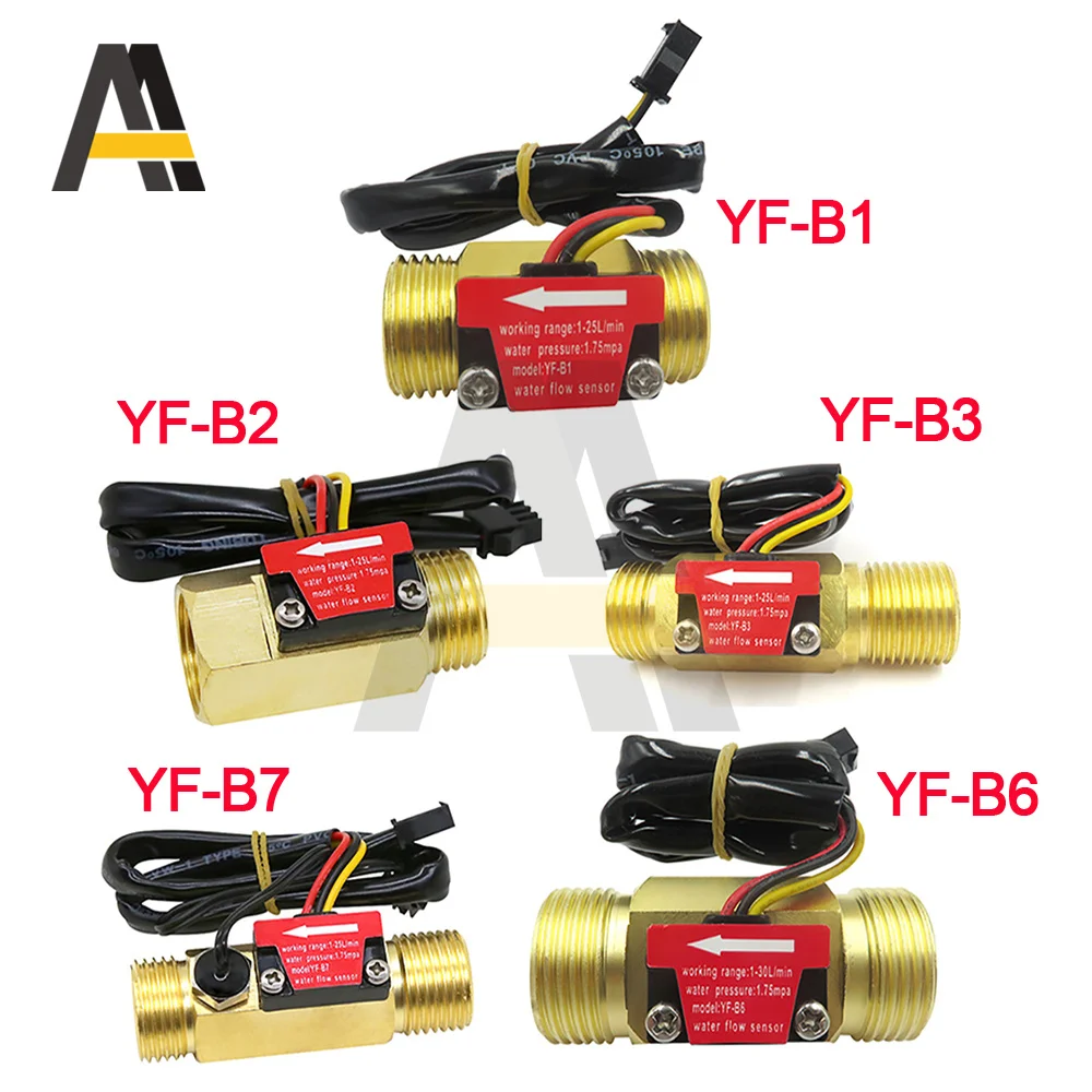 

G1/2 Flow Sensor DC Water Flow Sensor Switch For Flow Meter Water Sensor 5-18V ≤1.75MPa Copper Shell Hall Flow Meter YF-B1 YF-B3