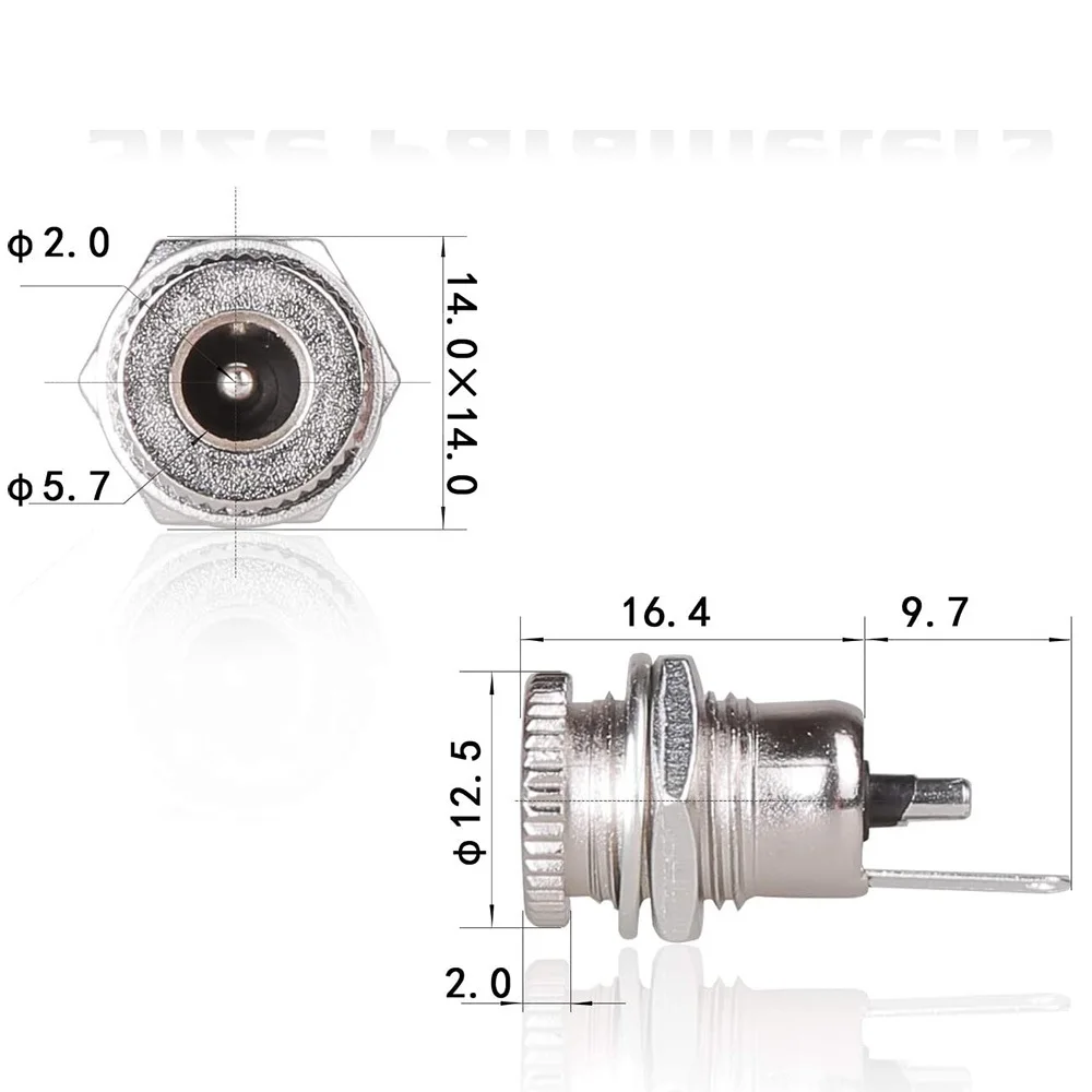 10pcs DC Power Socket Connector with Waterproof Cover Cap 5.5mm x 2.5mm Female  Threaded Panel Mounting Adapter Power Jack