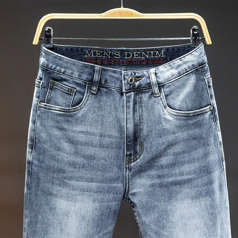 Eenvoudige Modieuze Casual Broeken 2024 Lichtblauwe Jeans, Veelzijdige Skinny Skinny Broek Voor Mannen