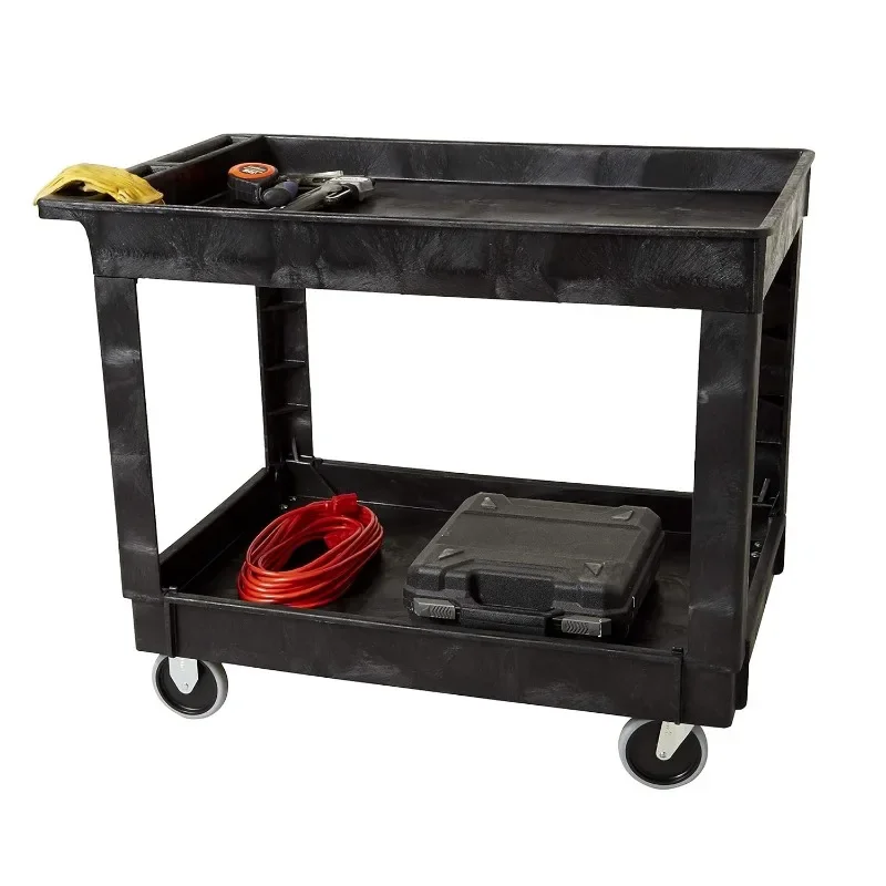 Rubbermaid-carrito de servicio de 2 estantes, productos comerciales, medio, estantes con tapa, mango estándar, 500 libras de capacidad