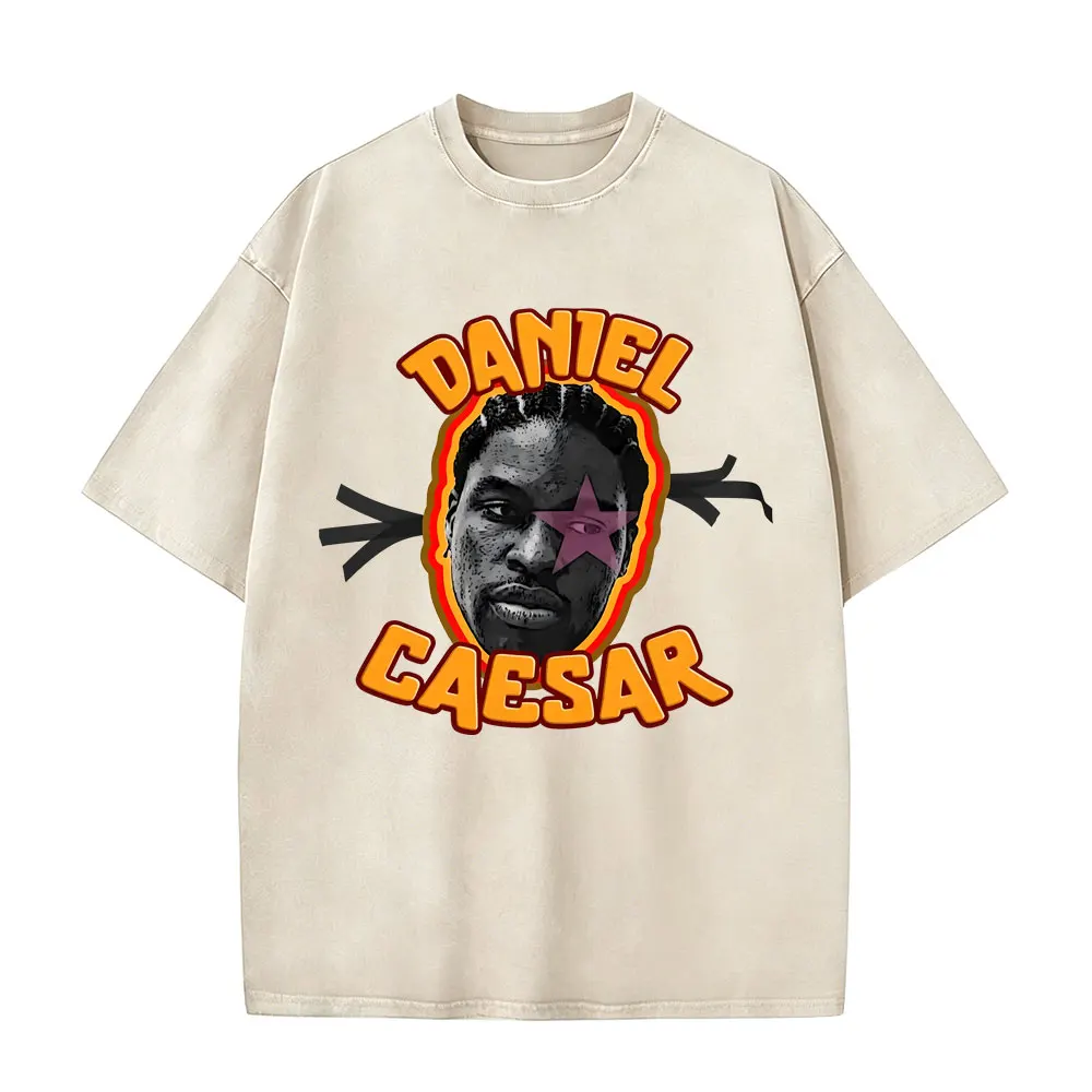 Rapper Daniel Caesar Son of Spergy Vintage Washed T-shirt Men Women Hip Hop Fashion Retro T Shirt Men's Quality Cotton T-shirts