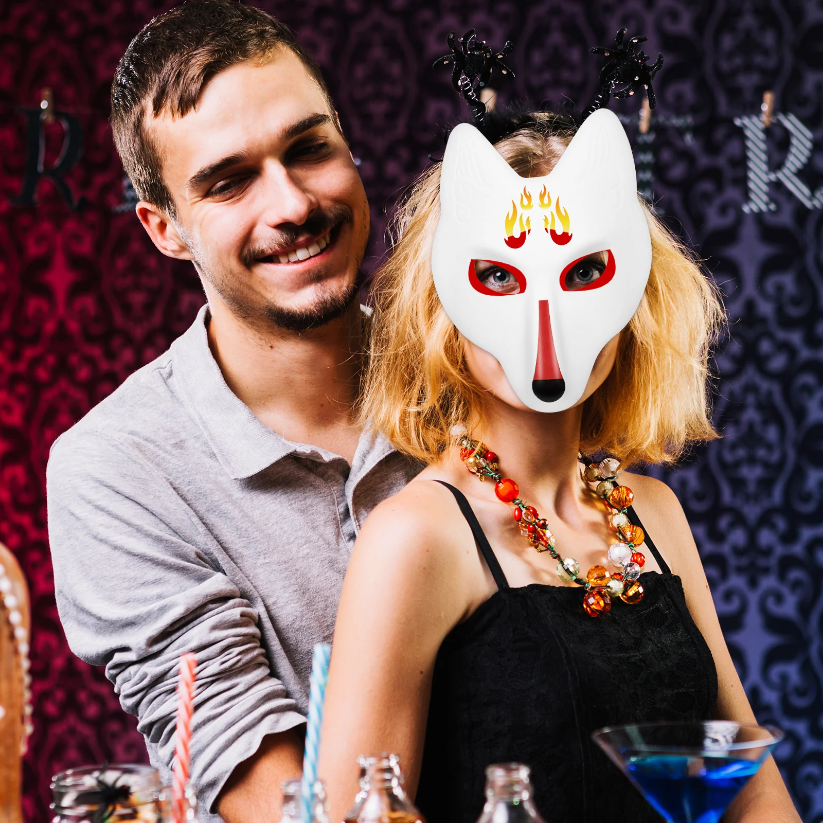 Blanco vosmasker Premium DIY Craft wit dierengezicht met elastische band voor cosplay Halloween Party maskeradekostuum