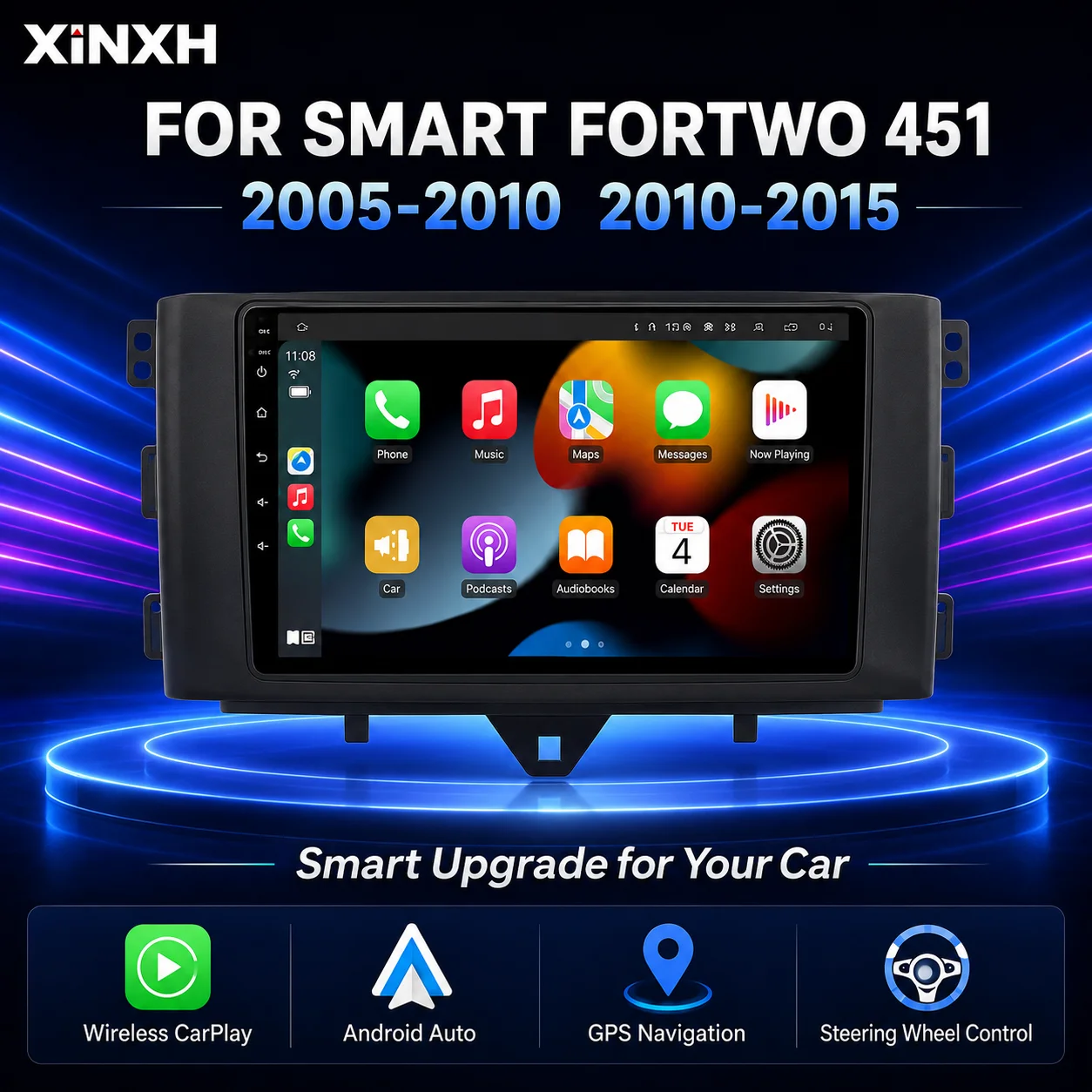 Smart Fortwo 451 2005 - 2010 2010-2015 Multimedia GPS Navigation DSP RDS 4G SWC CarPlay 2Din 9inch Android Auto Car Radio