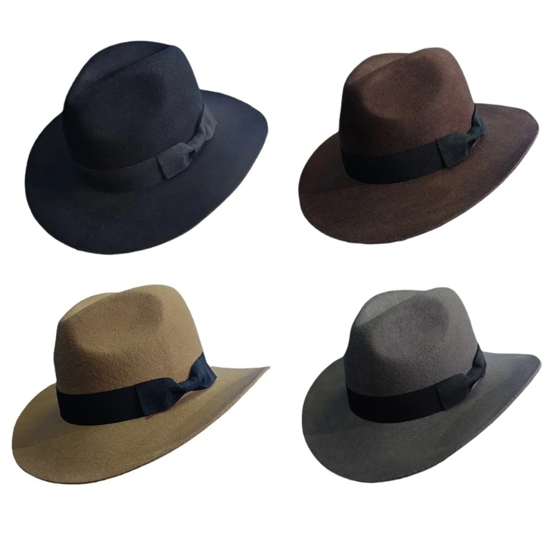 Wool Stylish Homburg Western Wide Brimmed Hat for Women Men Photo Props Western Homburg for Men Women Unisex Wear