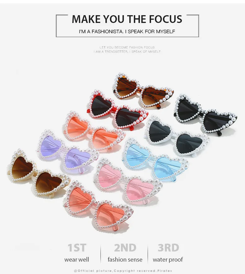 

4pcs Luxury Fine Shimmering Love Pearl Sun Glasses Women Heart Glasses Casual Bling Sunglasses Lentes De Sol Mujer for fishing