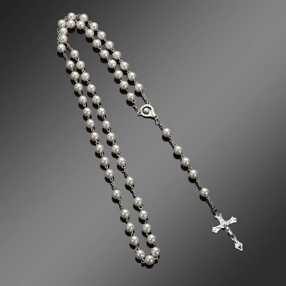 Jewelry Charm Vintage Cross  Jesus Rosary Beads Chain Virgin Mary Pendant