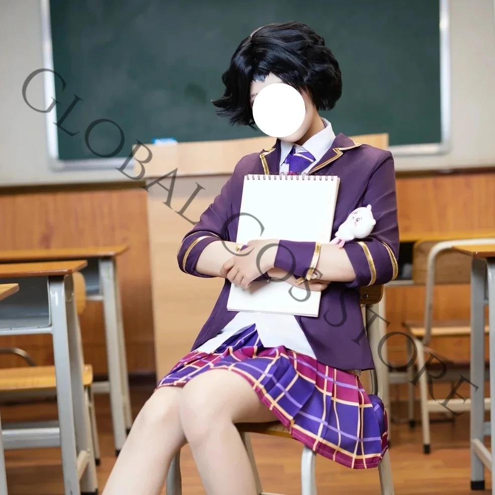 Game Identity Ⅴ Margaretha Zelle Cosplay Academy School Uniform Costume Purple Blazer Dress Shirt Wig Set for Halloween Roleplay view 5