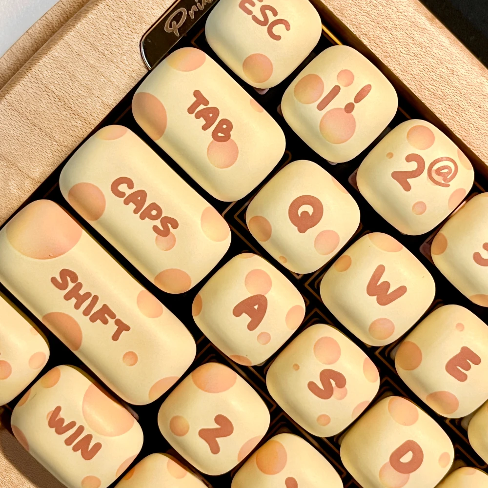 MOG Cute Cheese Theme Keycaps 133 Keys PBT Thermal Sublimation Customized Keyboard Keycap Light Yellow Ergonomic Key Caps Gifts