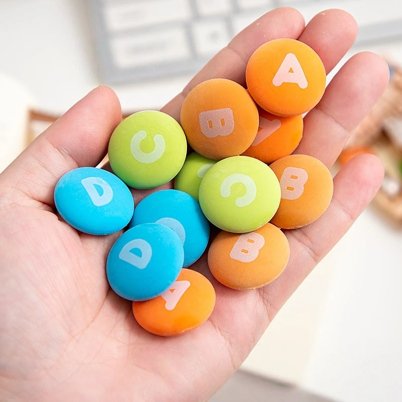4pcs/pack Mini Letter Chocolate Erasers Sweet Bean Shape Less Dust TPE Eraser for Pencil Cleaning Stationery for Student A7943