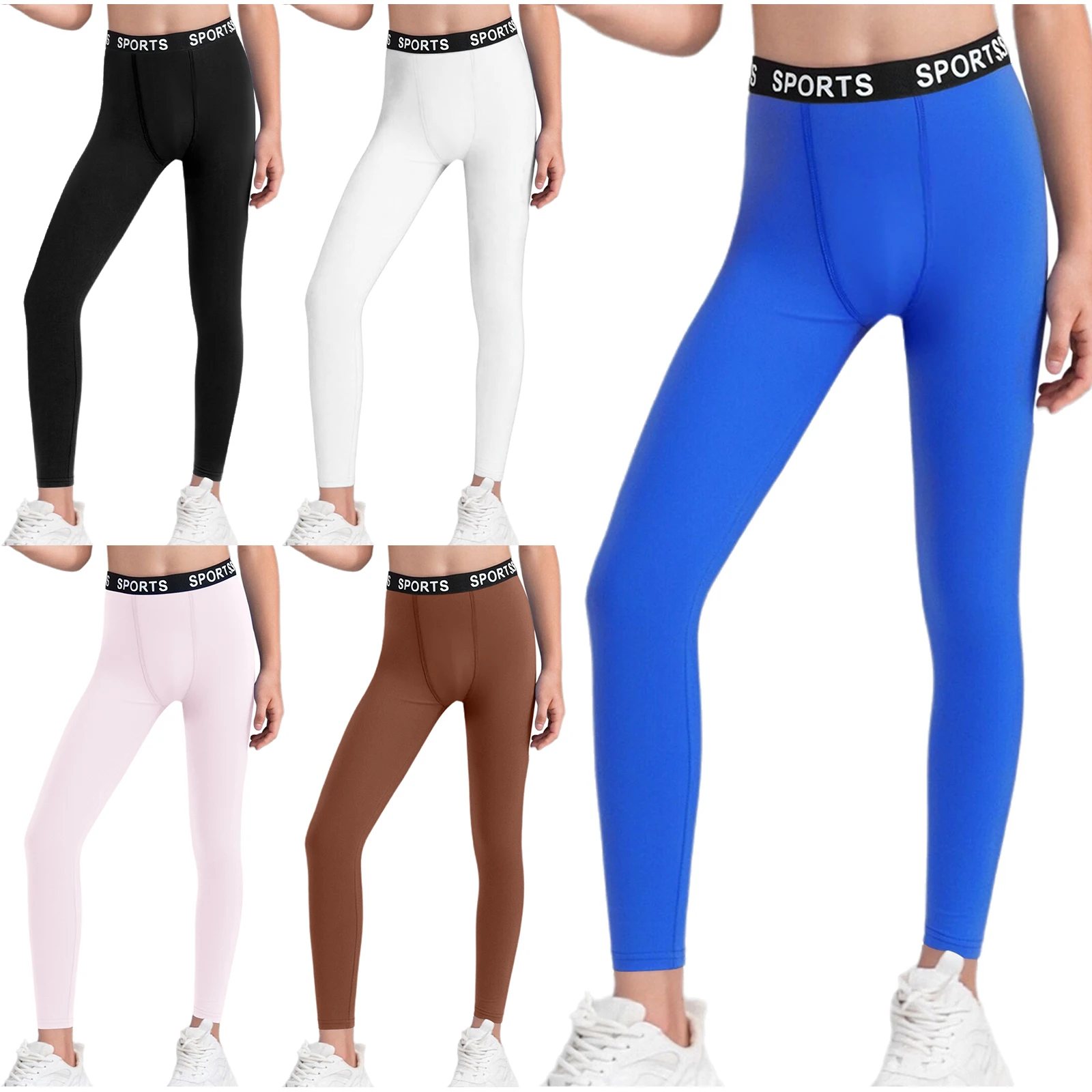 Kids Boys Quick-Drying Stretchy Sports Leggings Fashion Breathable Athletic Pants Trousers for Cycling Running Jogging Training