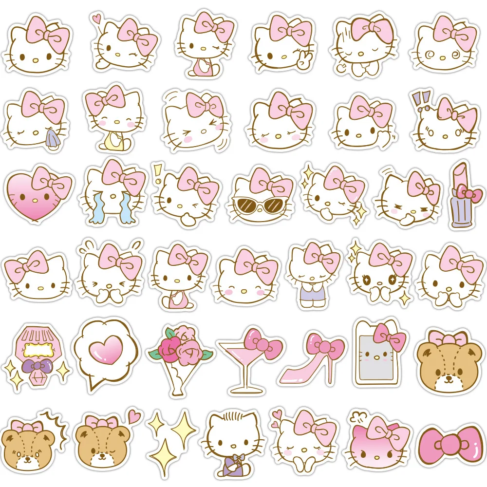 40/50/60pcs No Repeat Cute Cartoon Anime Hello Kitty Kids Stickers