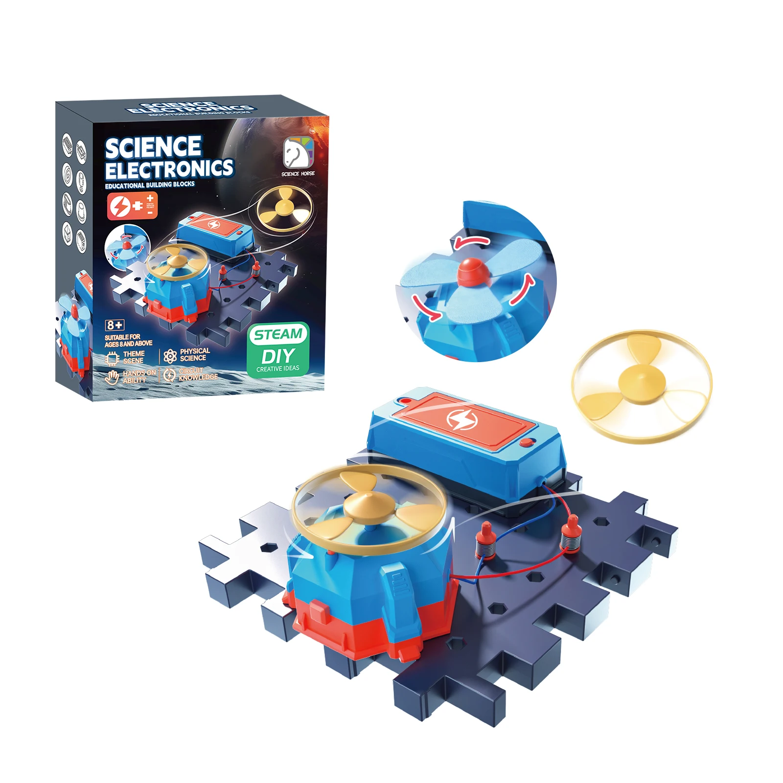

SCIENCE HORSE Electronic building blocks, rotating fans, gifts for boys and girls