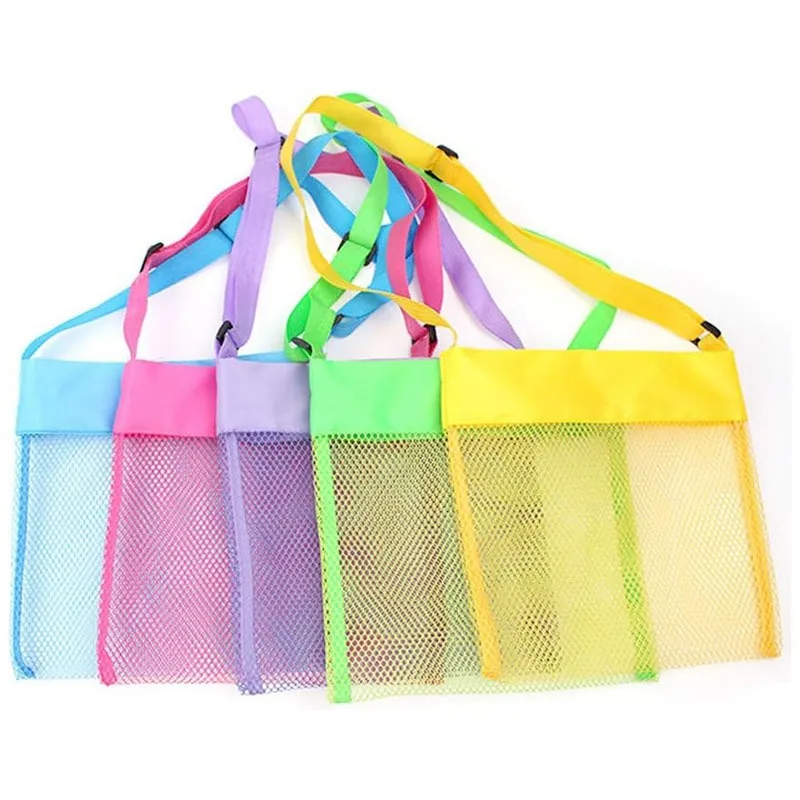 

Mesh Beach Tote Toy Storage Bag Breathable Shell Bag Adjustable Strap Shell Collection Bag, Five Colors Are Randomly Emitted