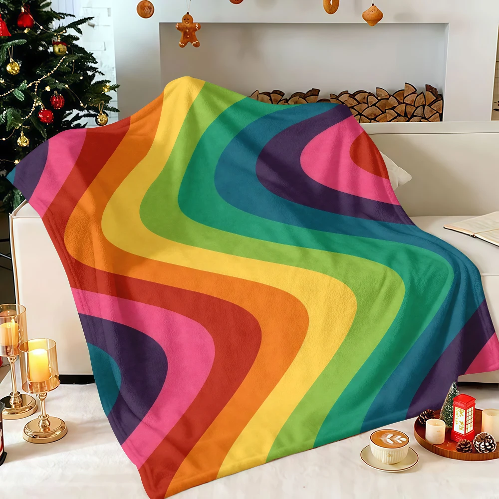 Boho Macrame Rainbow Tassel Flannel Blanket Soft Fuzzy Plush Cozy Warm Throw for Sofa Bed Couch Home Decor
