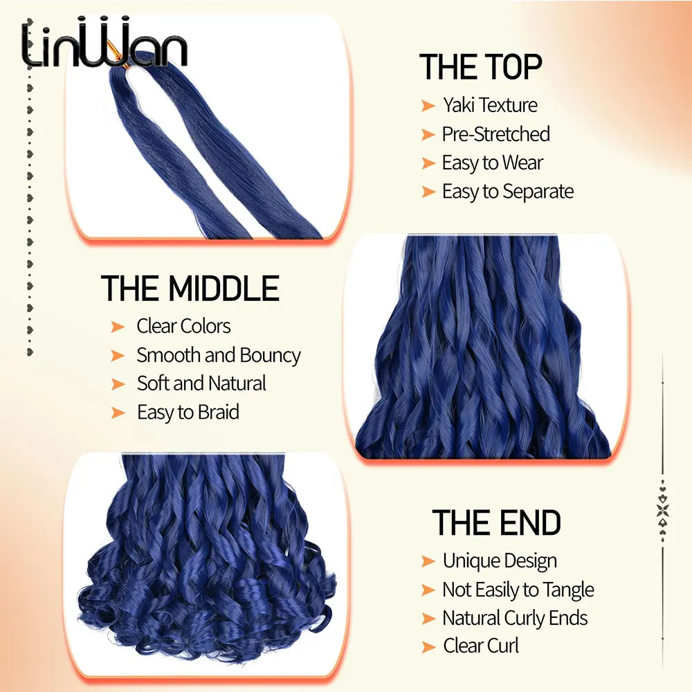 الفرنسية مجعد تجديل الشعر 22 بوصة الاصطناعية مجعد تجديل الشعر قبل امتدت فضفاض متموج الضفيرة تجديل وصلات شعر للنساء #4