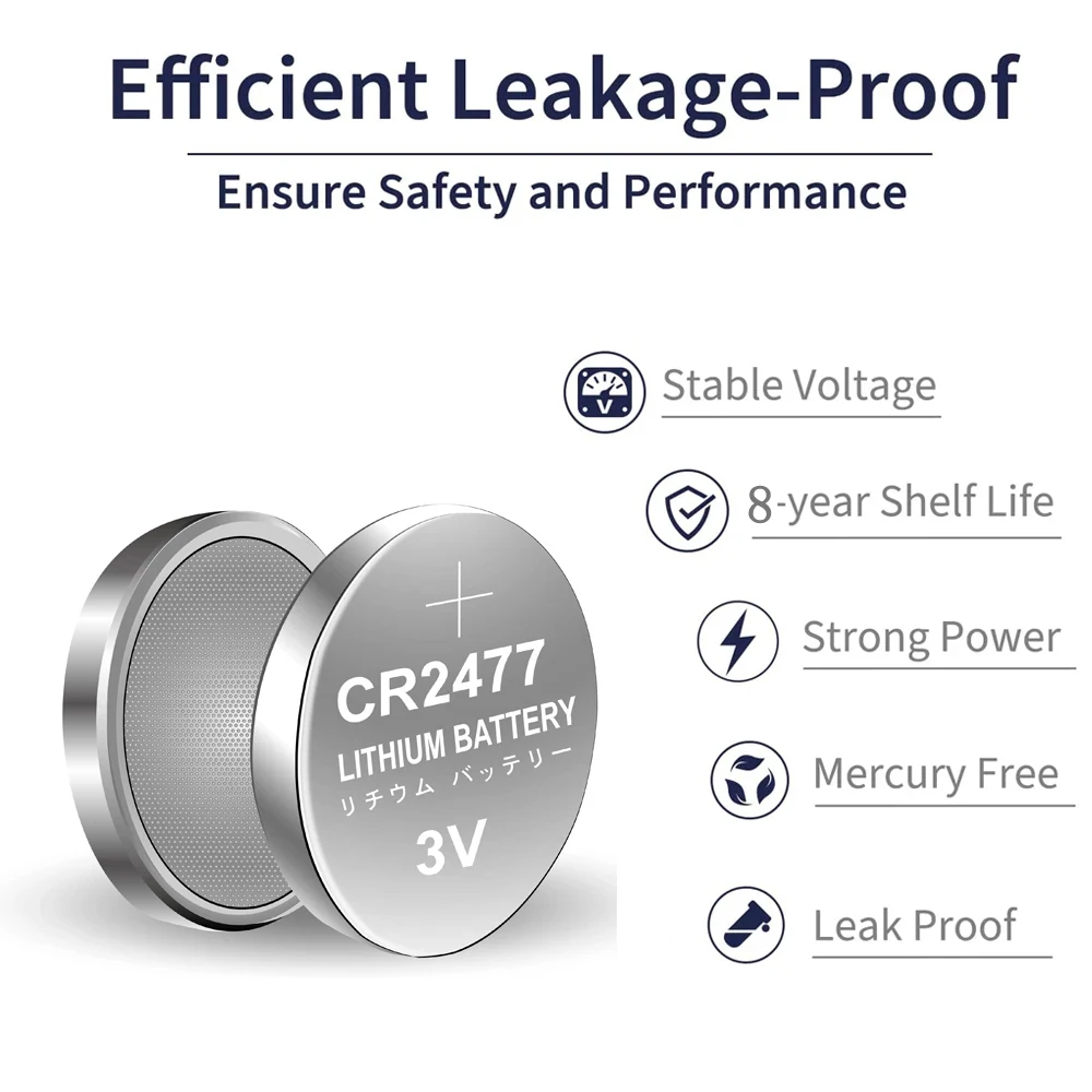5-100PCS CR2477 3V Button Cell Lithium Battery For Weight Scale Motherboard Thermometer CR 2477 DL2477 ECR2477 KCR2477 Coin Cell