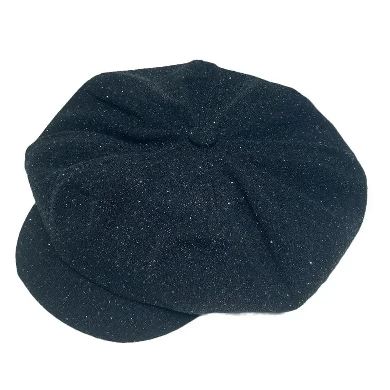 

Korean Fashion Sequined Cloud Hat - Women's Spring/Summer Newsboy Cap Colorful Octagonal Hat