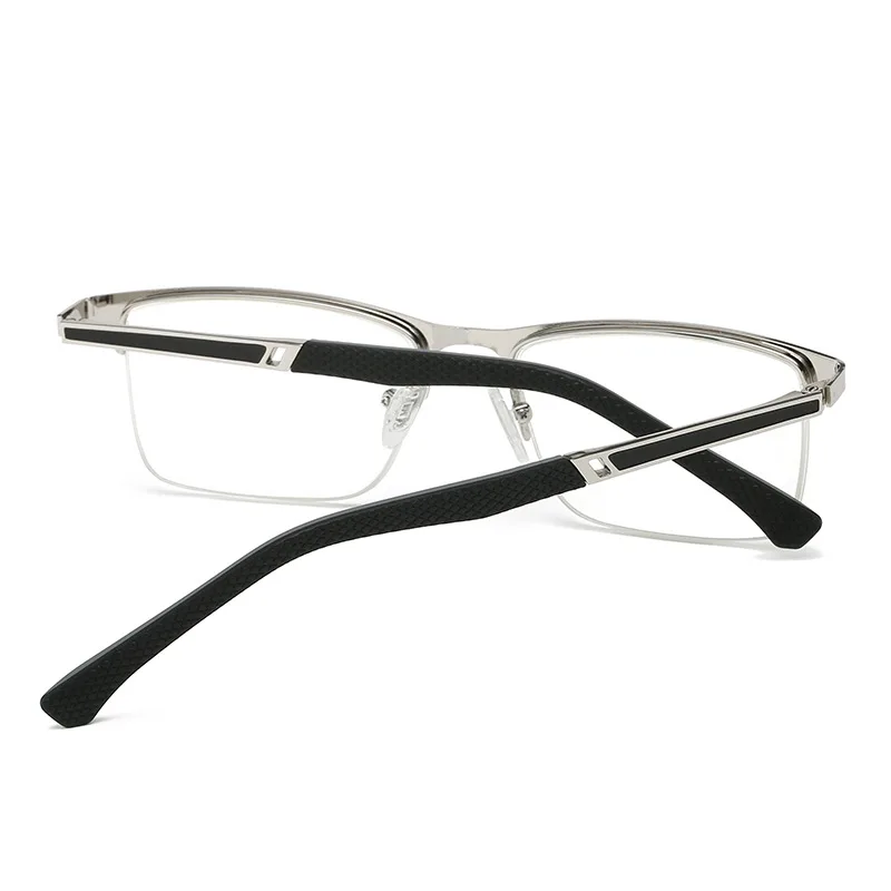 Imagem -05 - Óculos de Leitura Masculinos com Luz Azul Anti Meia Armação Seda Peixe Aço Inoxidável Elegante Distância do Aluno Negócios
