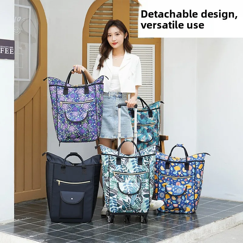 

Складная ручная тележка-сумка для хранения, легкая дорожная сумка для овощей, маленькая тележка для дома из ткани Оксфорд