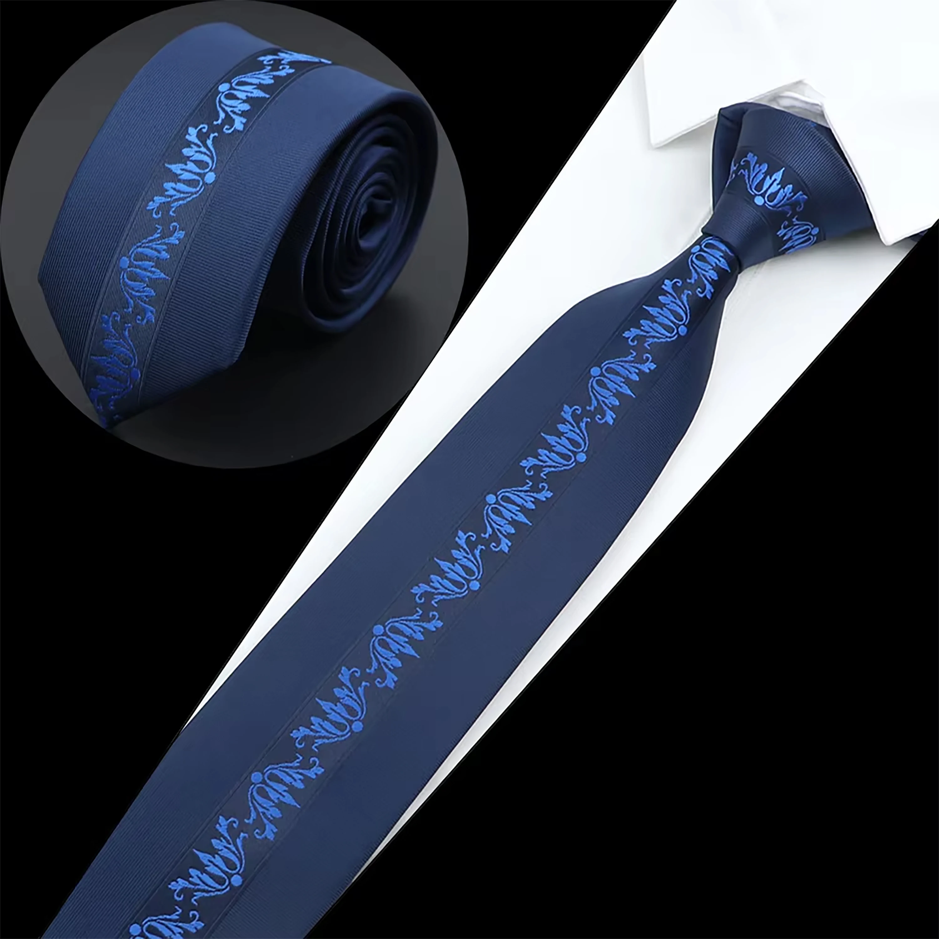 New Mens Luxury Neck Tie Fashion Jacquard Woven Skinny Slim 6cm Black Blue Floral Paisley Necktie Banquet Party Shirt Gift