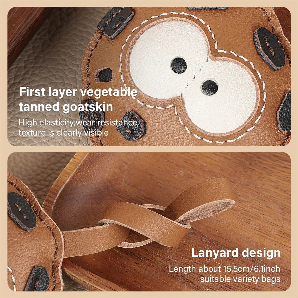CRAZYSMITH Handmade Genuine Leather Cookie Bag Pendant Bag Keychain for Handbags Stylish Bag Accessories Interesting Design