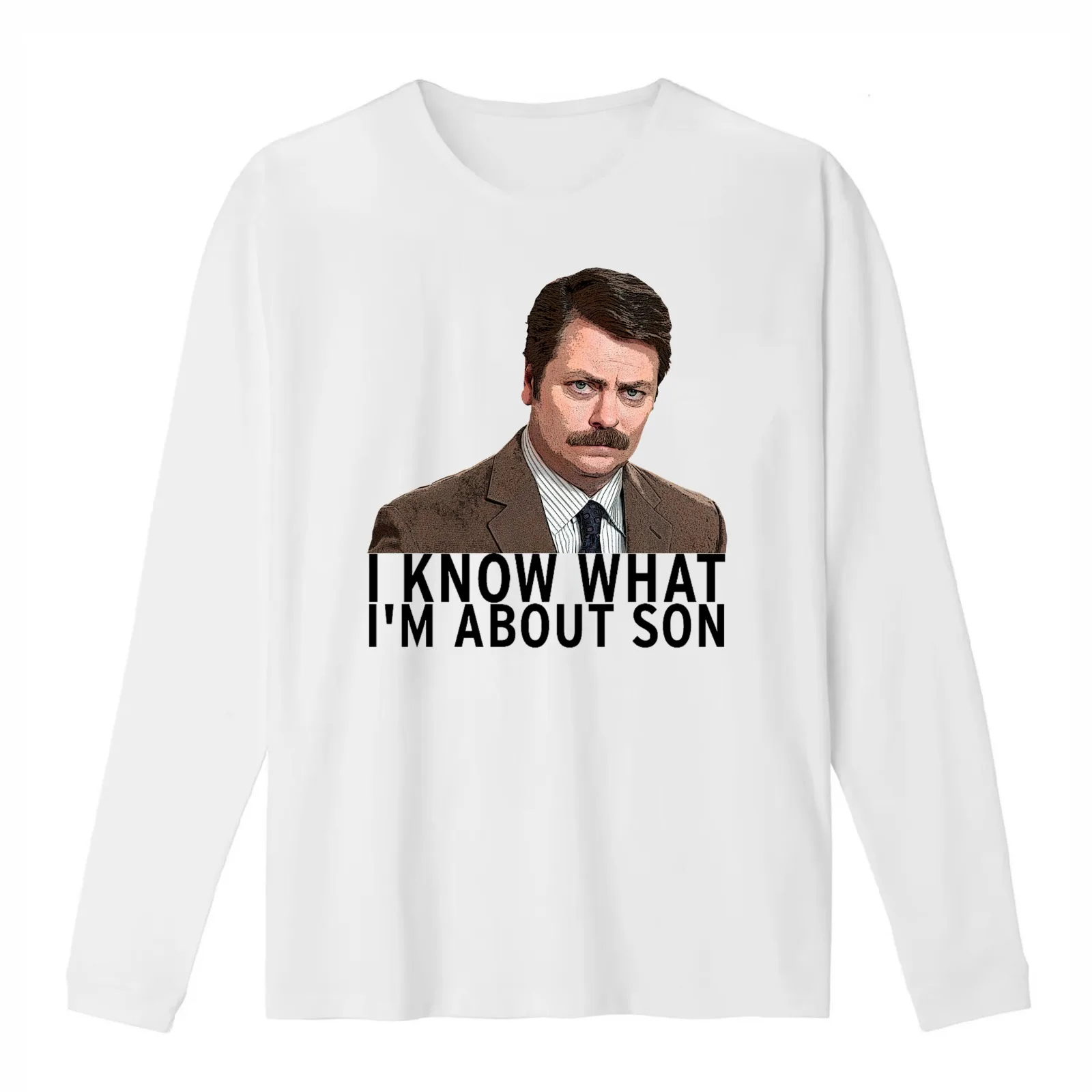 I know what I'm about son - Ron Swanson T-Shirt Summer Casual Cotton Tee Oversized Streetwear Tops Vintage Graphic Print