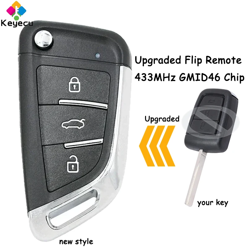 KEYECU Upgraded Flip Remote Car Key With 3 Buttons 433MHz GMID46 Chip GM45 Blade for Holden VE Commodore Omega Berlina Calais SS