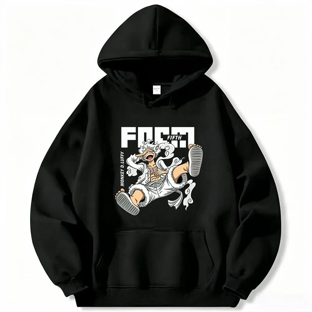 Sudadera con Capucha para Hombre de Bandai One Piece, Diseño de Monkey D. Luffy Gear 5 Nika, Sudadera de Anime de Alta Calidad, Cálida para Otoño e Invierno, Estilo Deportivo