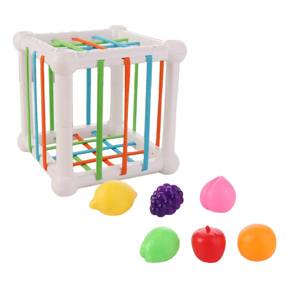 Met kleurrijk fruit Baby Montessori Zintuiglijk speelgoed Zintuiglijke ontwikkeling Simulatie Vormsorteerder Kubus Babyspeelgoed Vroeg onderwijs
