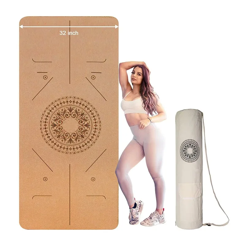 

YTYIN Hot Natural Eco-friendly Fitness Outdoor Practice Pilates Floor Exercise Canvas Bag Waterproof Cork Yoga Mat