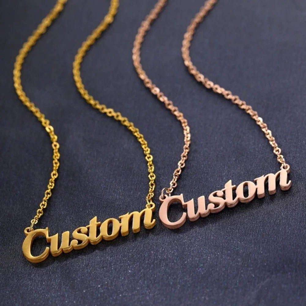 Customized Name with Different Fonts Pendant Stainless Steel Simple and Fresh Necklace