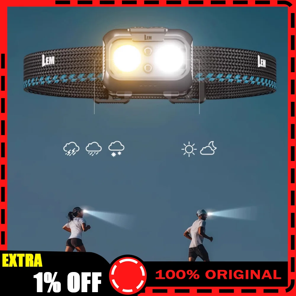 

LEM L28 Pro Powerful Headlamp Outdoor Climbing Head Lamp Flashlight 1300mAh 600LM Rechargeable Fishing Lantern Head Torch