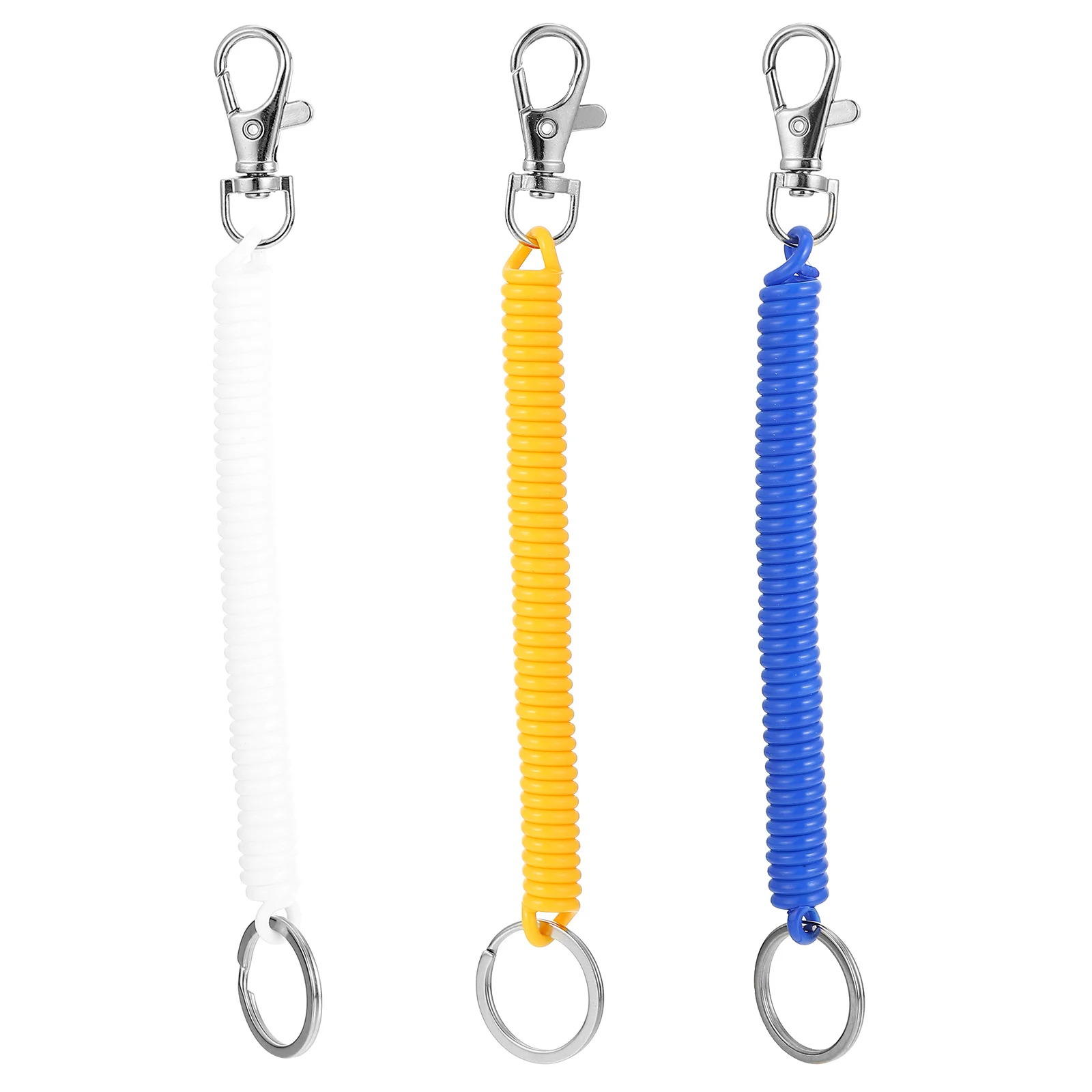 

3 Pcs Elastic Rope Spring Key Chain Retractable Keychain Lanyards Rings Safety Coil Cord