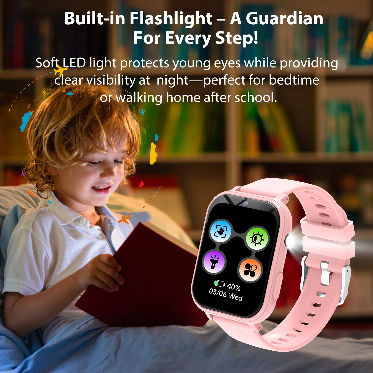 Kids Smart Watch with Camera for Boys Girls Age 4-12 Educational Game Watch Pedometer Alarm Flashlight Birthday Gifts Funny Toy view 6