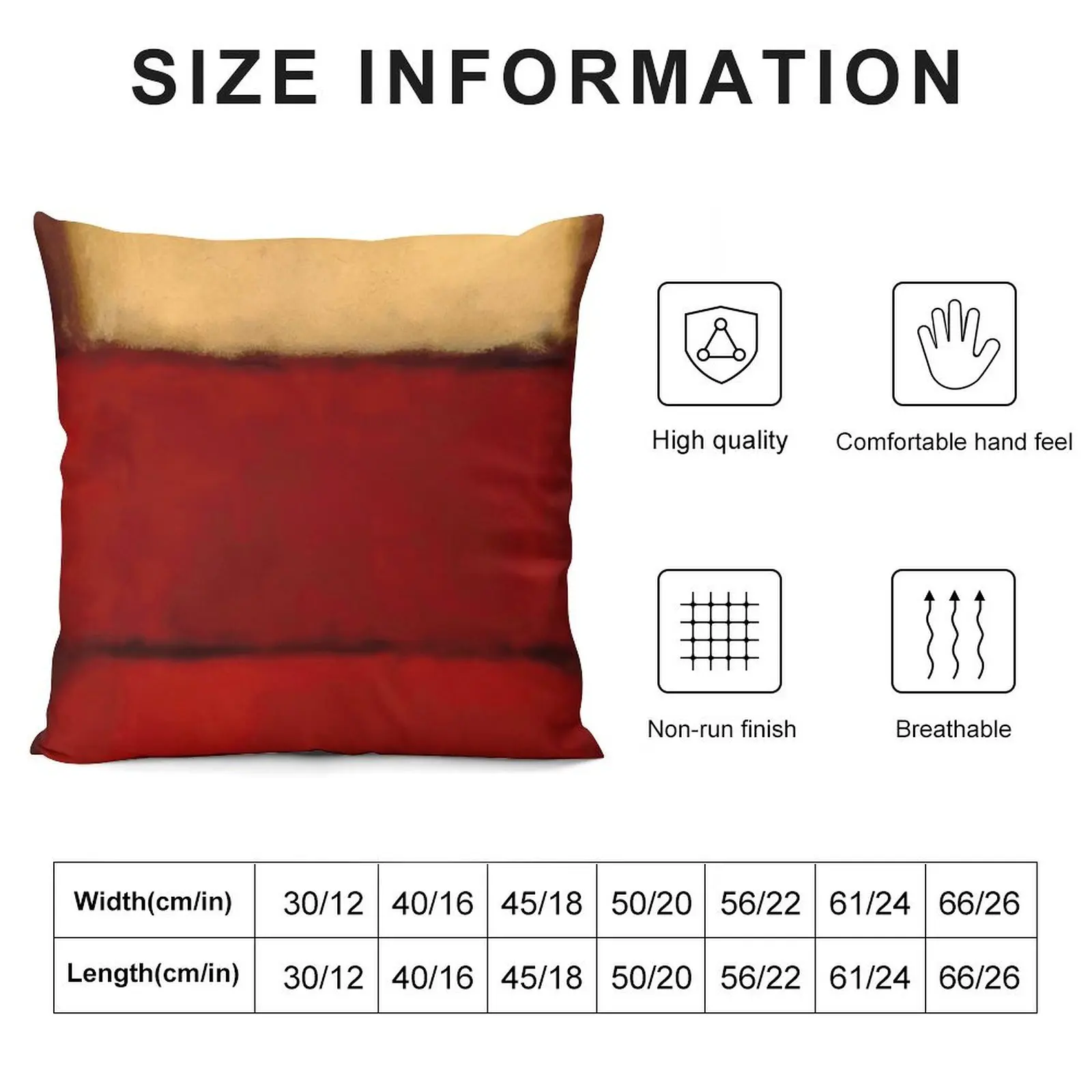 Juste de coussin décorative pour canapé, taie d'oreiller, rouge, marque Rothko, 1964