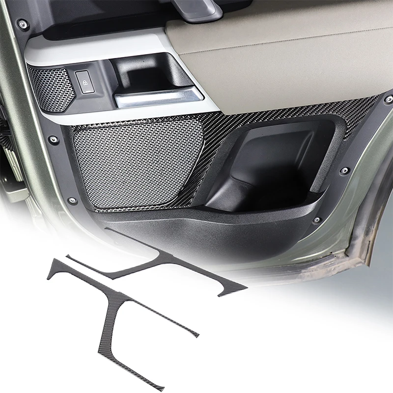 Soft Carbon Fiber Car Rear Door Speaker Horn Frame Panel Trim Stickers For Land Rover Defender 110 2022-2024 Car Accessories