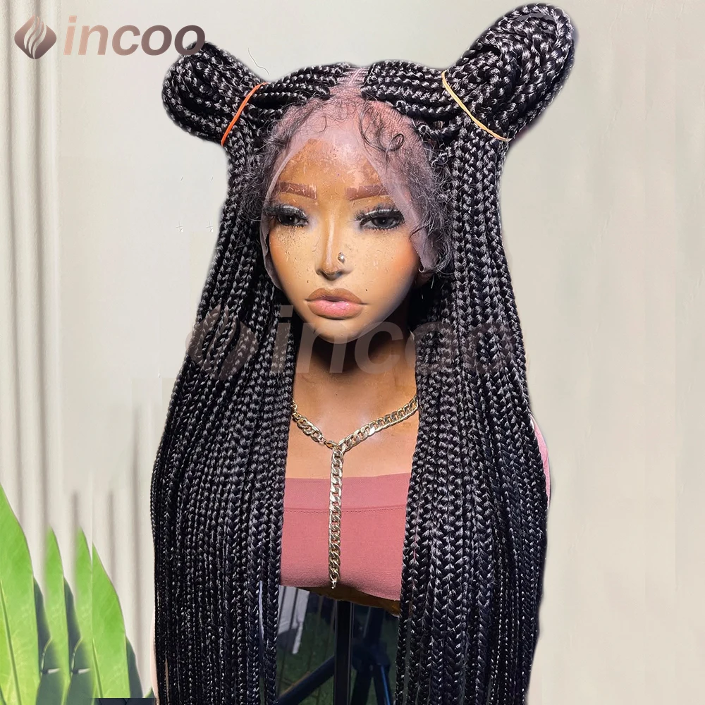 

Synthetic Braided Wigs 36 Inch Full Lace Wig Braid African Knotless Box Braids Hair Lace Front Wig Cornrow Braids