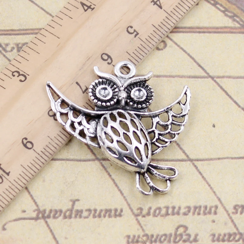 5pcs Charms Flying Owl 36x35mm Tibetan Silver Color Pendants Antique Jewelry Making DIY Handmade Craft