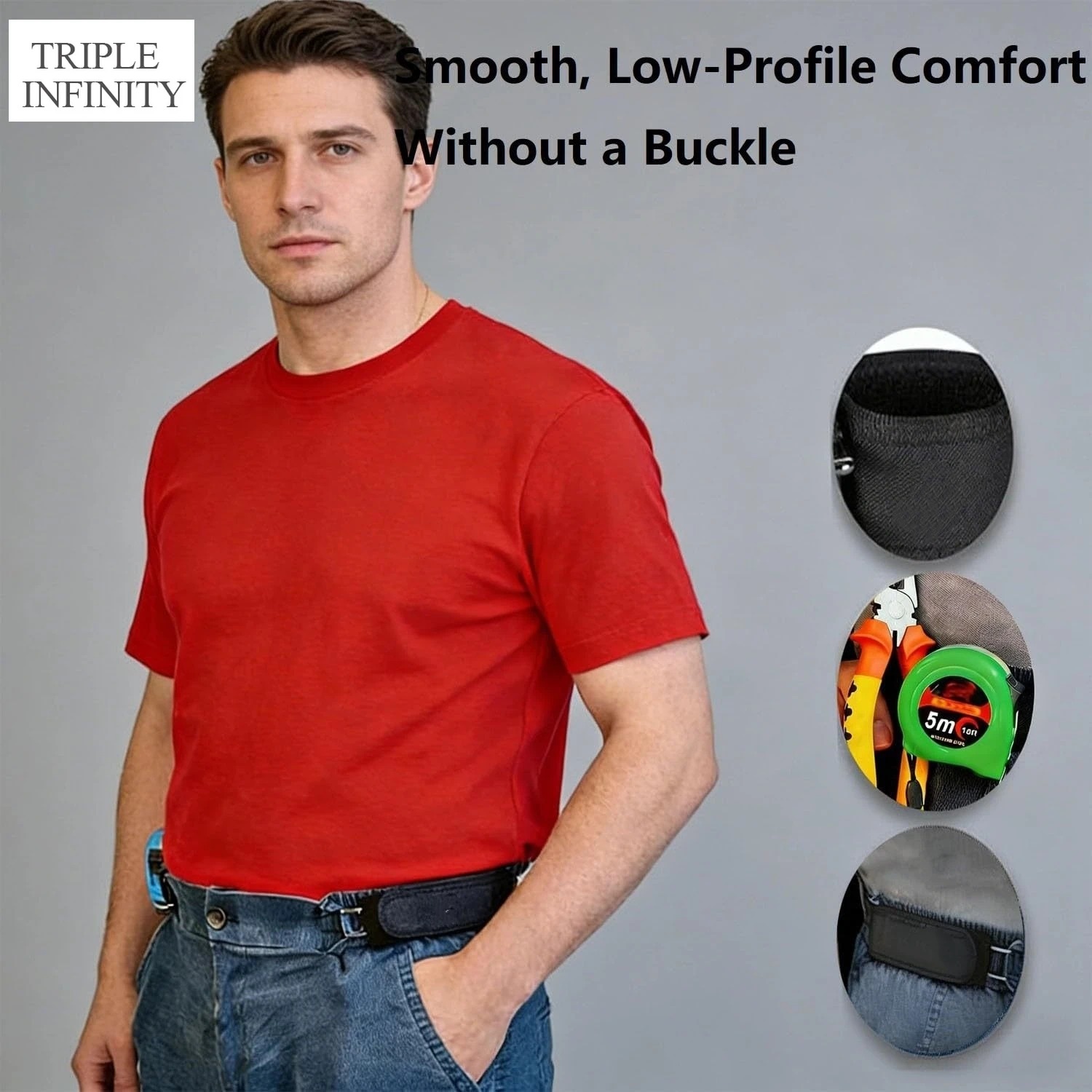 2026 Convenient Invisible Belt Without Buckle Black Elastic Waist Belts With Metal Hook Outdoor Work Pants Belt Stretch