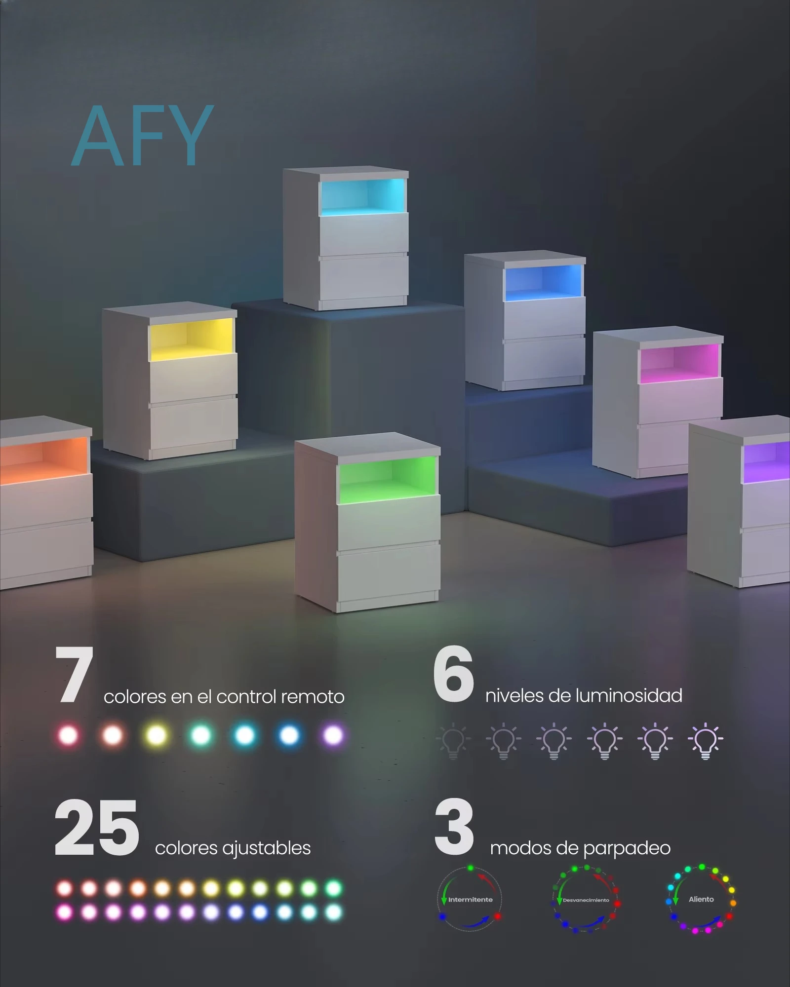 Modern LED Bedside Table with Adjustable Height for Smart Home Bedroom Furniture Charging Station for iPhone Android Devices