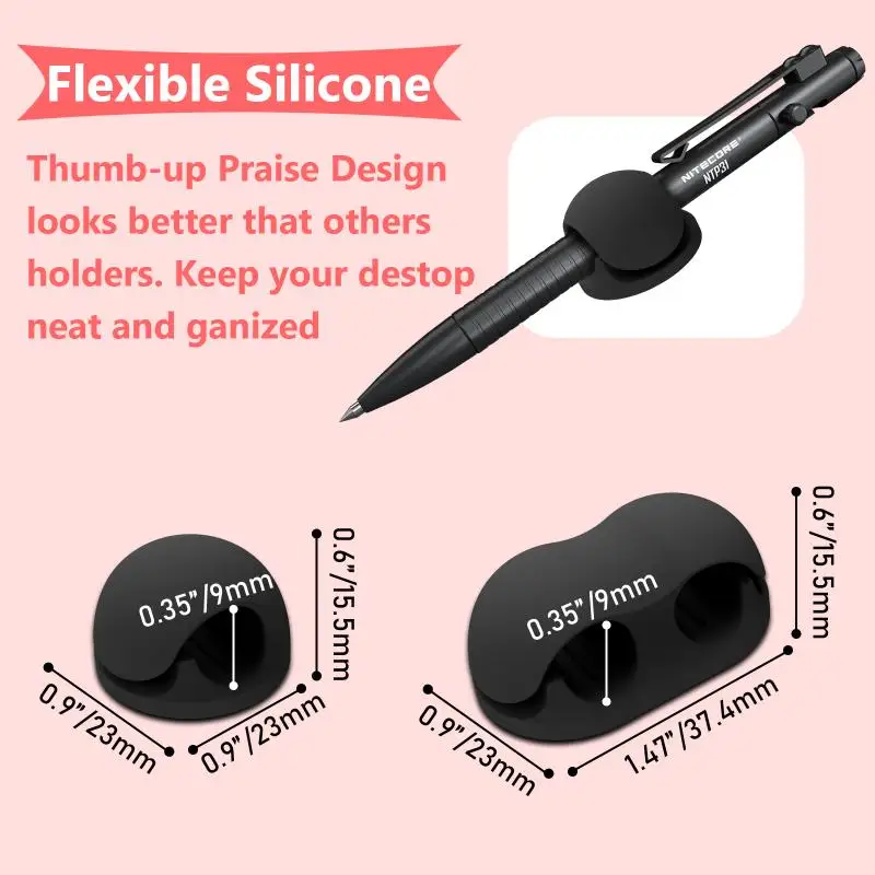 Silikonowy uchwyt na długopisy, zapobiegający zgubieniu i upadkom, samoprzylepny organizer na długopisy, klips do przechowywania markerów, długopisów kulkowych i ołówków na biurko.