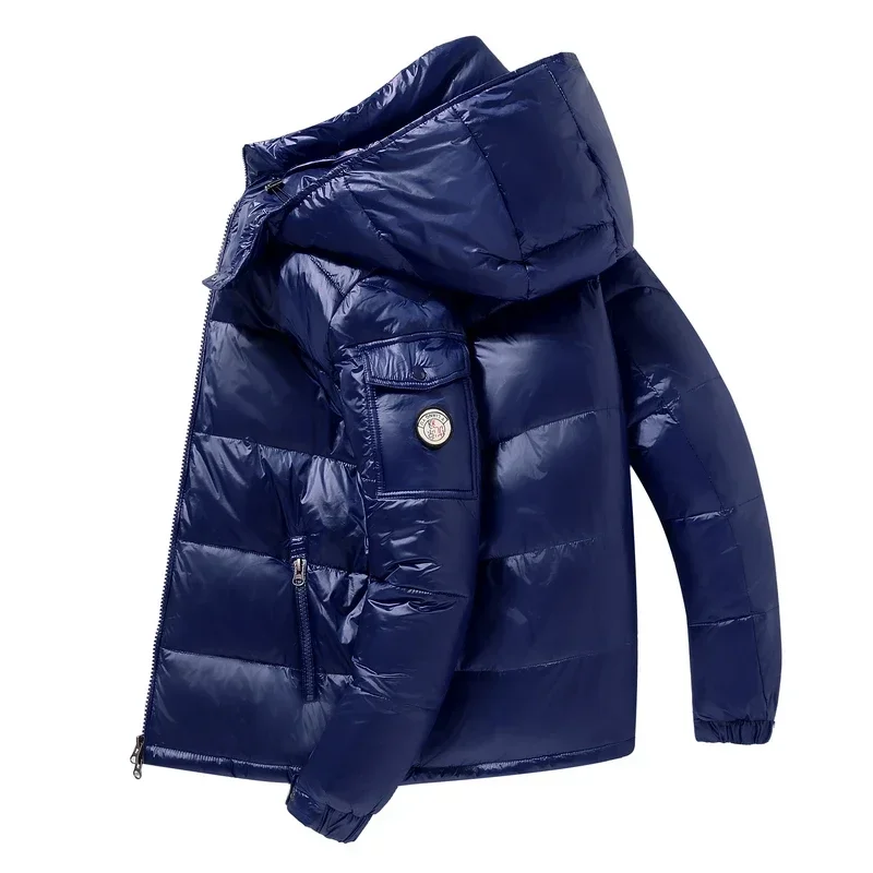 Winter Nieuwe Glanzende Donsjack Heren Dames Pufferjack Met Capuchon Plus Size Jassen Mannelijke Verdikte Warme Korte Donsjas Ganzendons